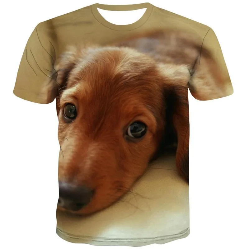 tshirts dog tee top Puppy Cute animal man big Smart dogs art costume Casual