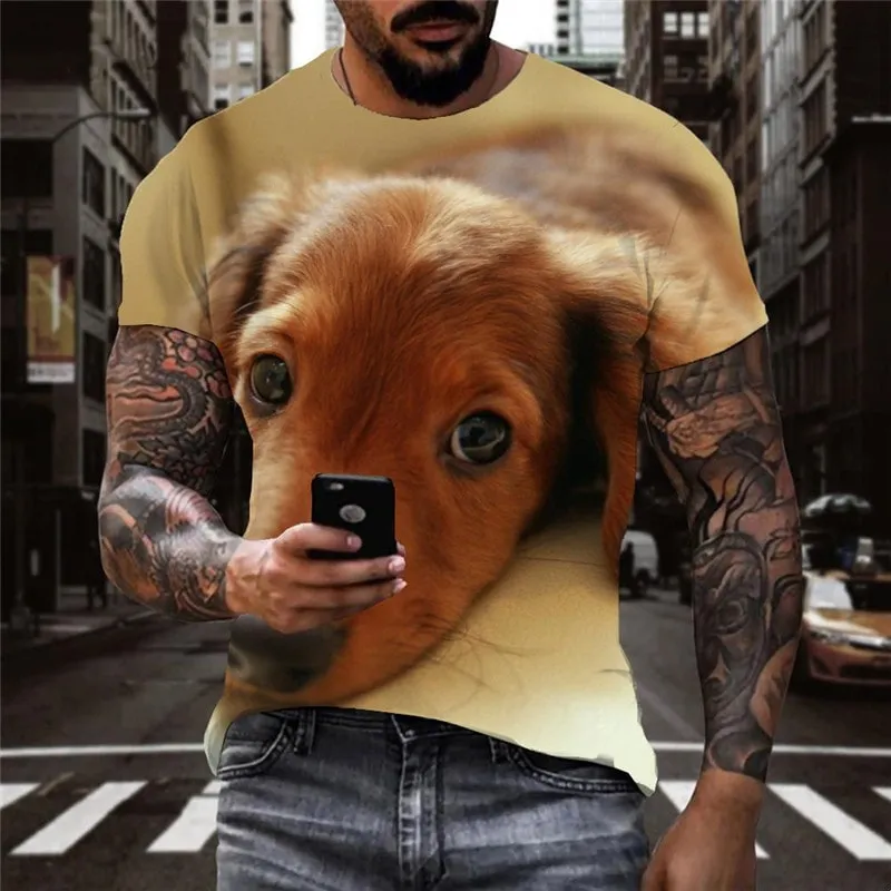tshirts dog tee top Puppy Cute animal man big Smart dogs art costume Casual