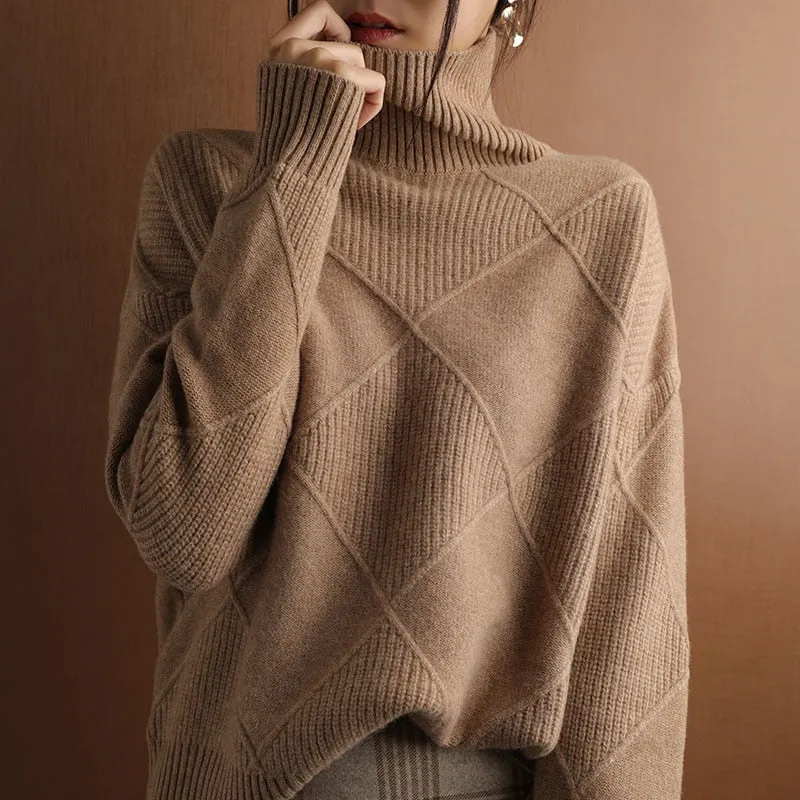 Turtleneck Solid Color Sweater