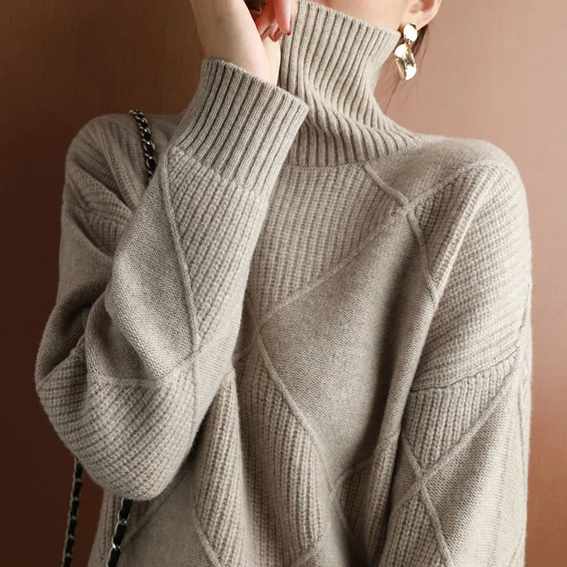 Turtleneck Solid Color Sweater