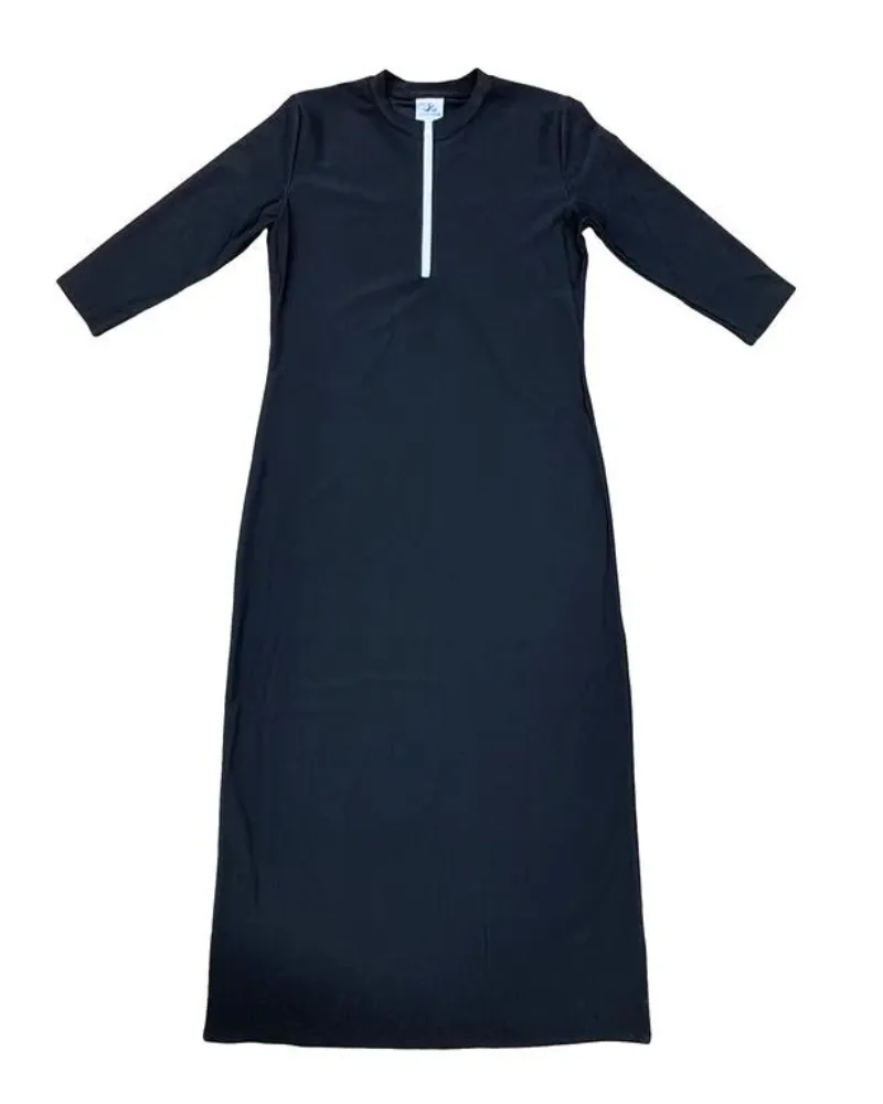 Undercover Waterwear Black Half Zip Ribbed Swim Maxi Dress