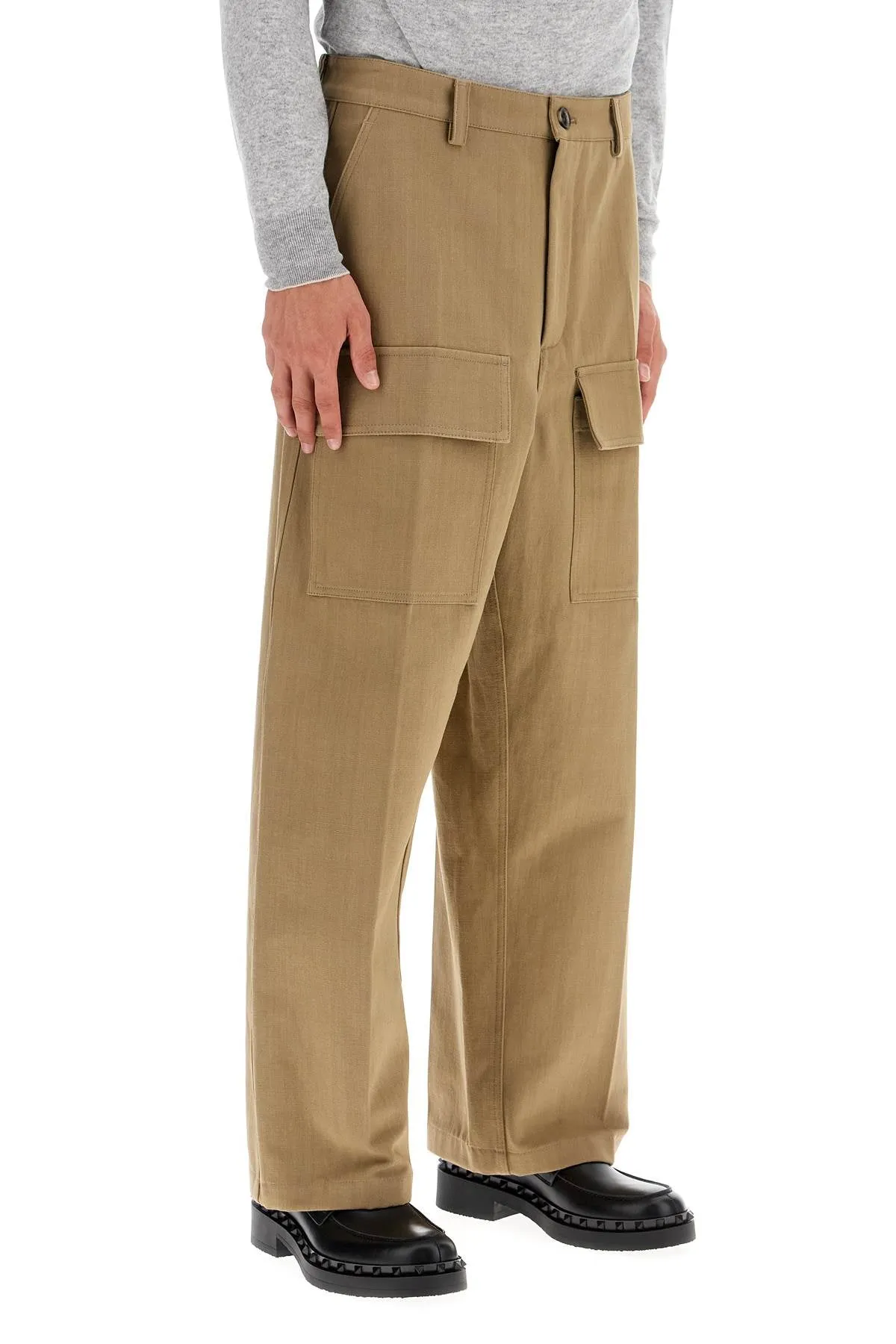Valentino Garavani Cargo Canvas Pants In Italian Style