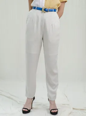 Vintage Classic White Slash Front Pocket High Waisted Trousers