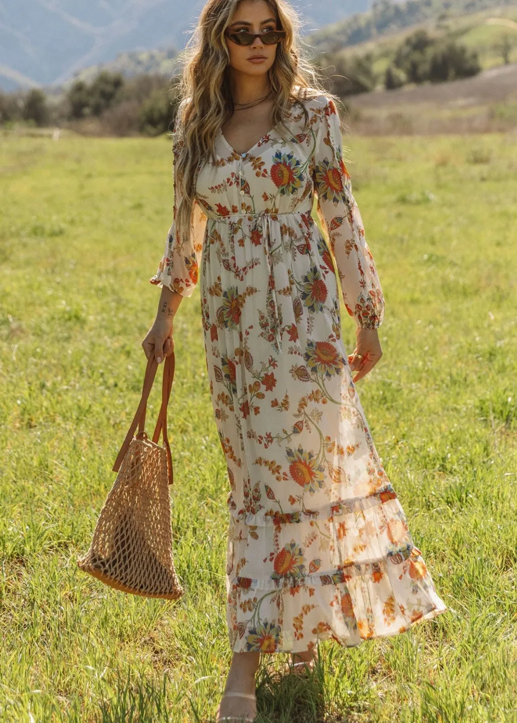 Vintage Fall Floral Dress