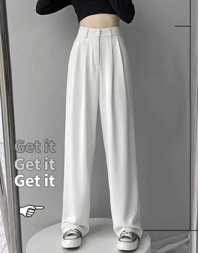 Wide-leg High Waist Drape Mopping Pants