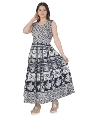 Women Cotton Maternity Semi-Stitched Fabric Maxi Dress -Free Size