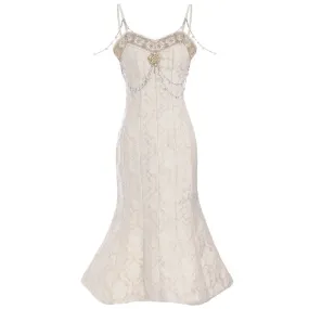 Women Runway Elegant Floral Boat Neck Slip Dress
