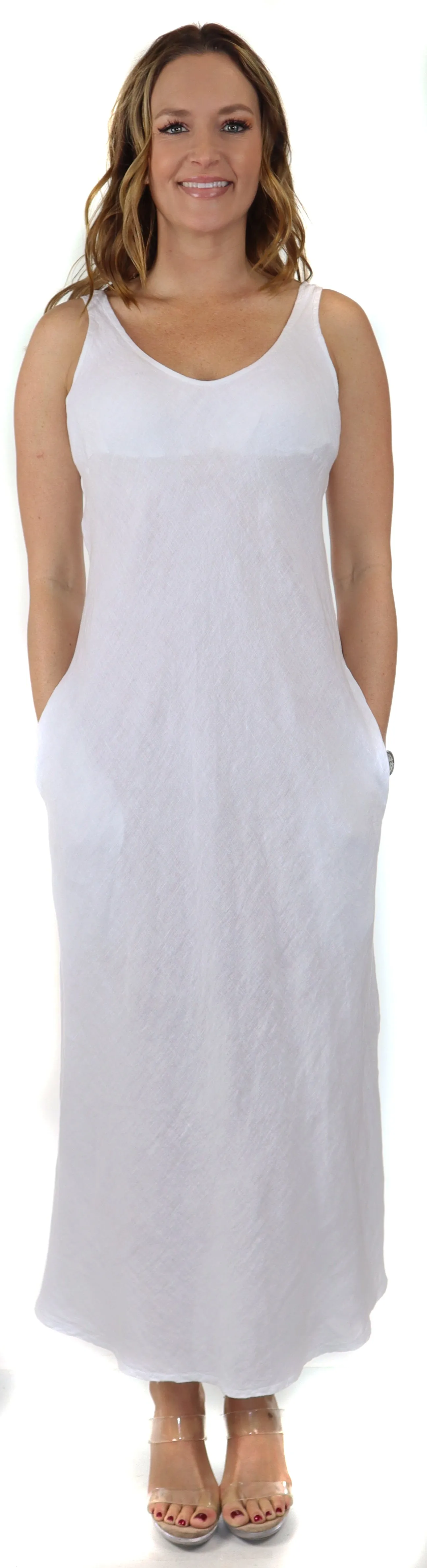Women's Biased Long Maxi Dress, Perfect Fit Every Time, Made in Italy, 100% linen
