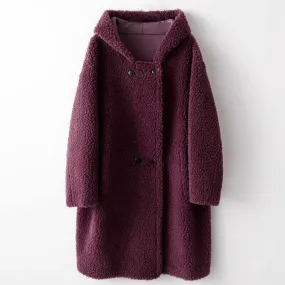 Women's Hooded Wool Teddy Coat