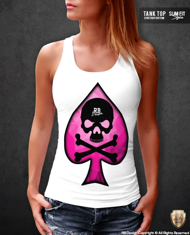 Women's RB Design Skull T-shirt Spades Tank Top WD277