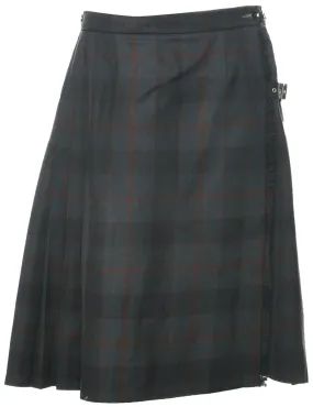 Wool Checked Pleated Skirt - M