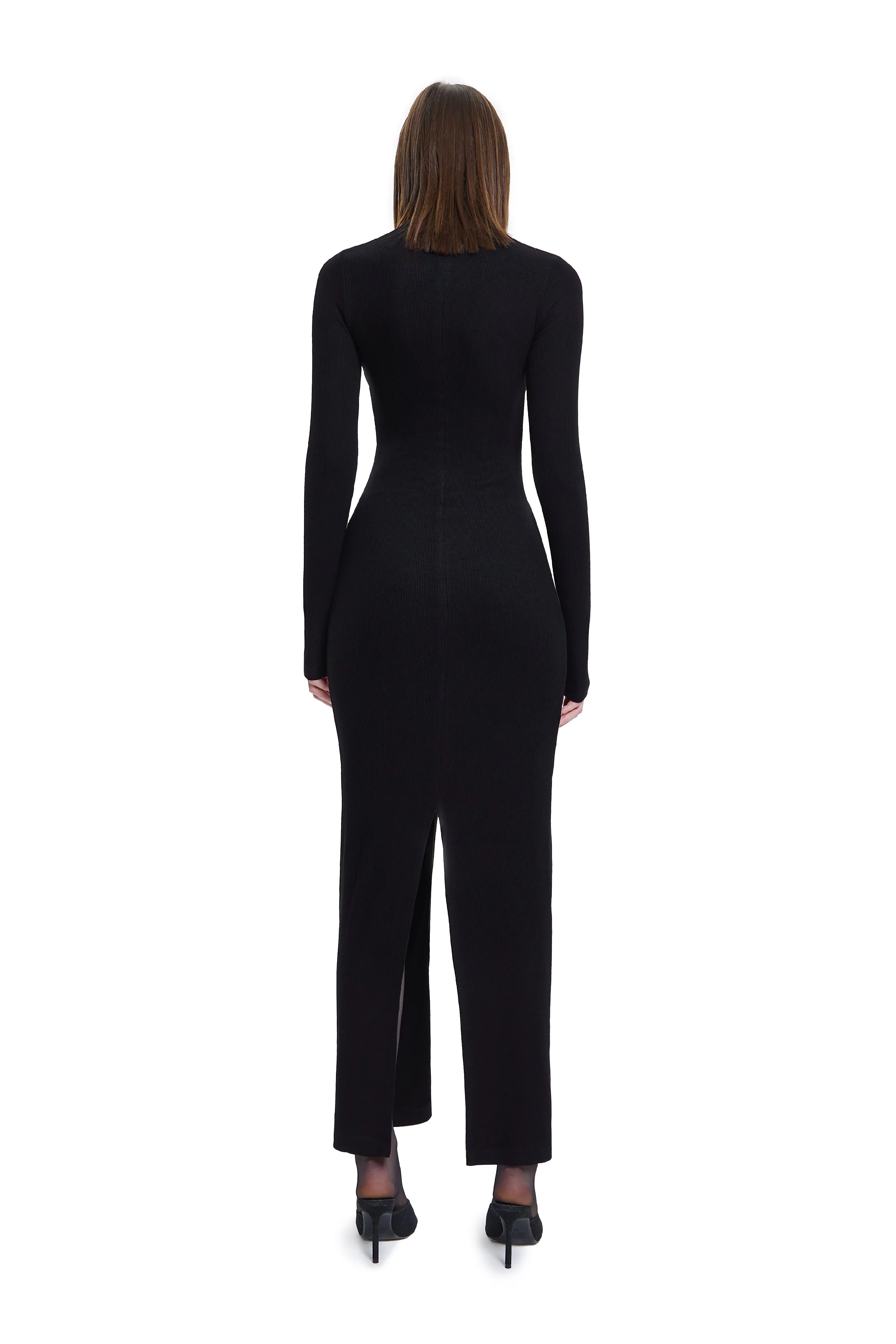 Zipper Detailed Long Dress in Black