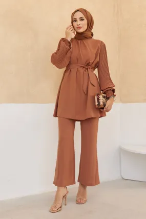 ZRF Women Sleeves Puffy Pants Tunic Set - Camel - Khmelnytskyi